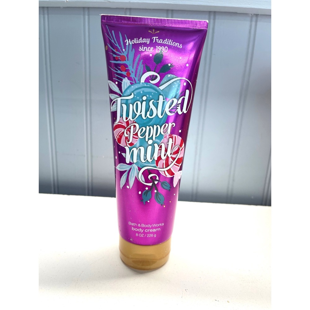Bath Body Works Twisted Pepper Mint‎ Body Cream 8oz Holiday Traditions NEW
